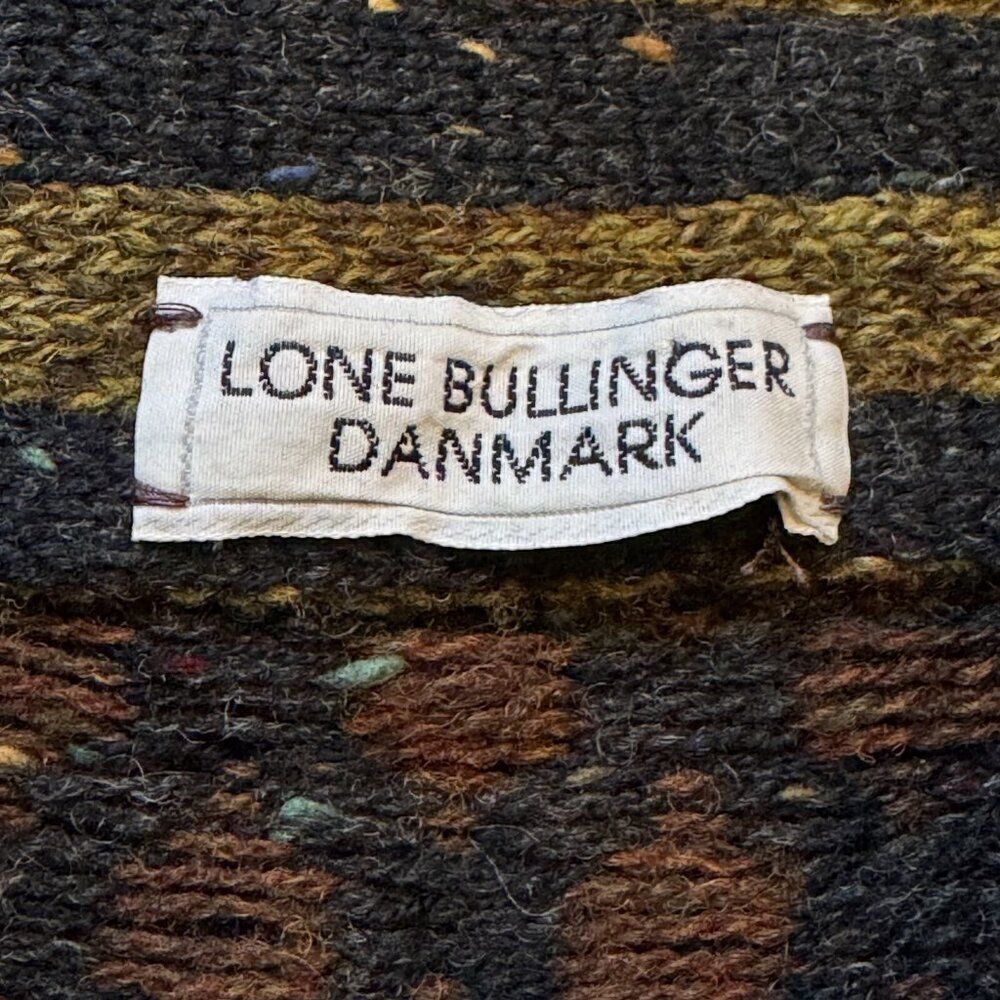Vintage Lone Bullinger Danmark Hand Knitted Multicolor Wool Norwegian Cardigan - Picture 2 of 8